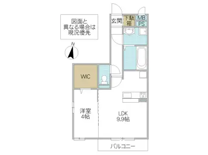 ソレイユ(1LDK/1階)の間取り写真