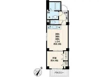 ラぺスカイツリー(1LDK/4階)の間取り写真