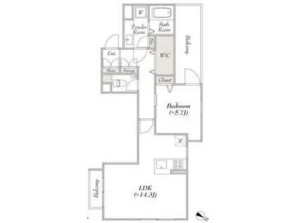 レンブラン赤堤(1LDK/4階)の間取り写真