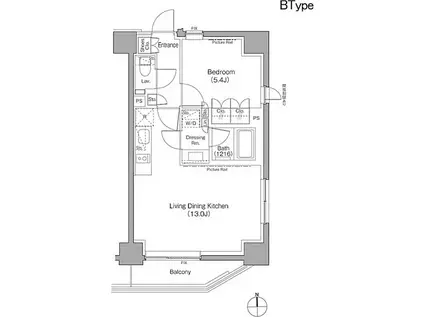 ザ・パークハビオ上野御徒町(1LDK/2階)の間取り写真
