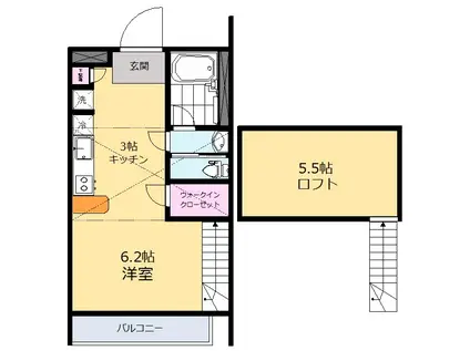 サリエンテ(1K/1階)の間取り写真