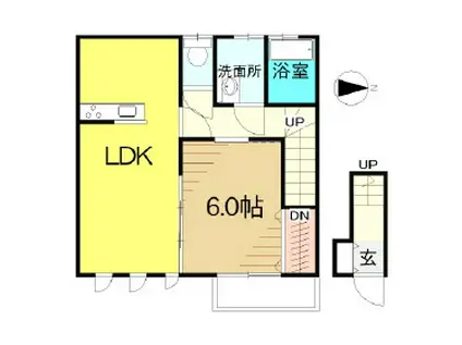 ヴィレッタミライ(1LDK/2階)の間取り写真