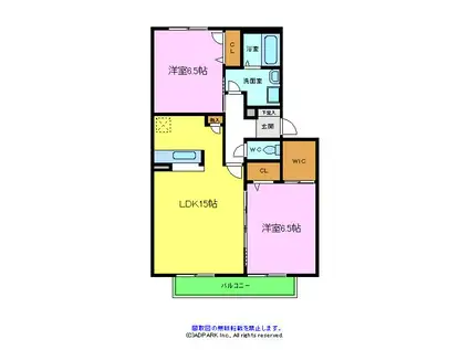 シャーメゾン光明池D棟(2LDK/2階)の間取り写真