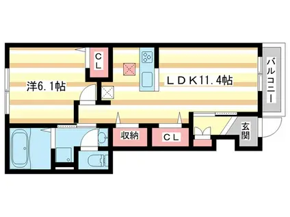 HERITAGEI(1LDK/1階)の間取り写真