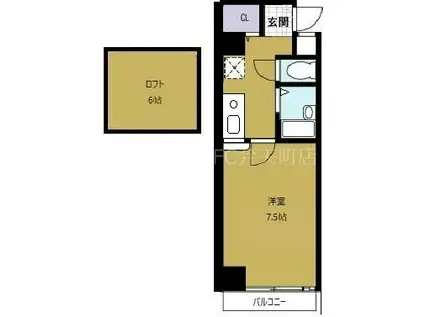 エクシード弁天II(1SK/10階)の間取り写真