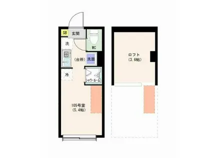 ハーモニーテラス・FREESIA平和台(ワンルーム/1階)の間取り写真