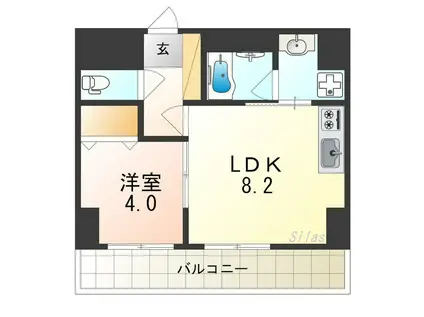 LUVIAS堺(1LDK/8階)の間取り写真