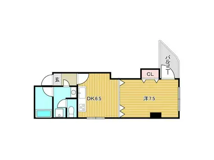 クイーンライフ鳴尾(1LDK/4階)の間取り写真