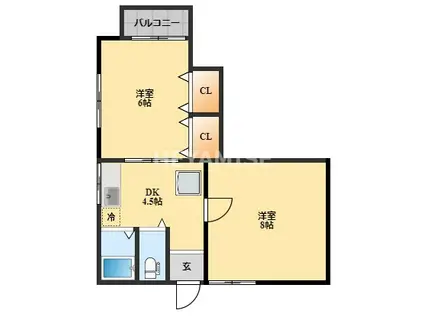 ガーデンハウス片淵(2DK/2階)の間取り写真