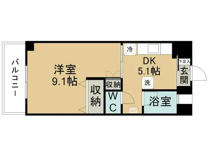 サニービル(1DK/7階)の間取り写真