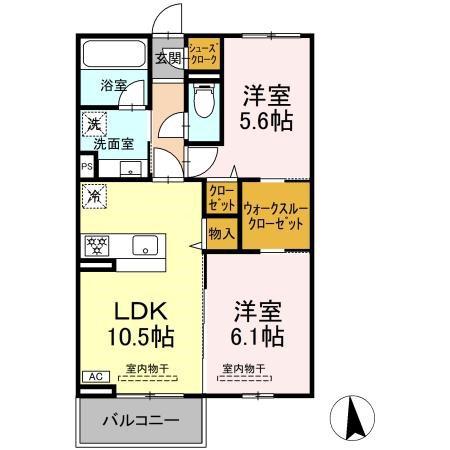 GARDEN蔵(2LDK/3階)の間取り写真