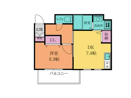 アーバンハイム福本(1DK/3階)の間取り写真