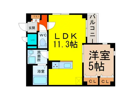 グランレーヴ千代田(1LDK/4階)の間取り写真