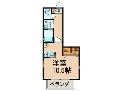 カーサ田代II(ワンルーム/2階)の間取り写真