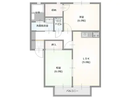 サンビレッジ南高地B(2DK/2階)の間取り写真