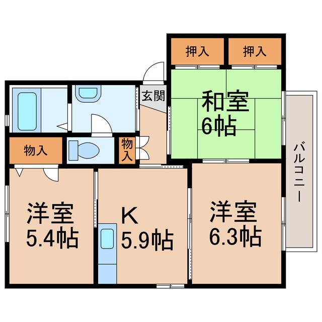シャーメゾン貴志川(3K/2階)の間取り写真