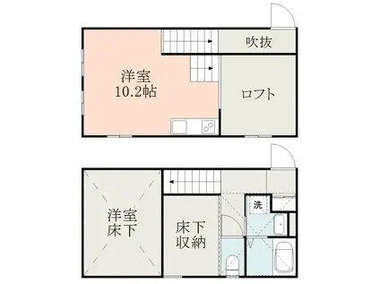 吉野町アパート(ワンルーム/2階)の間取り写真