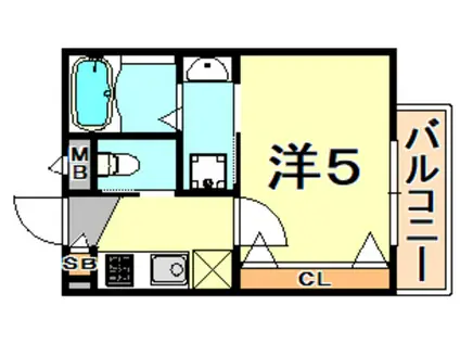 アビタ青木パークサイド(1K/1階)の間取り写真