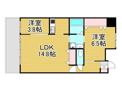 ルミナスAI八幡(2LDK/8階)の間取り写真