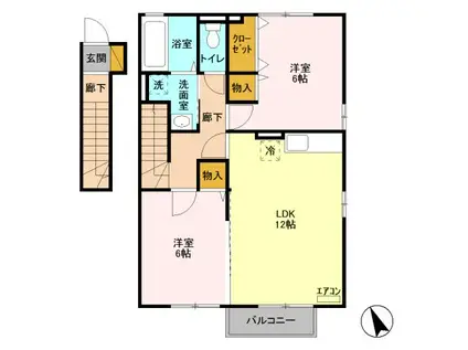 PUREZZA春日部(2LDK/2階)の間取り写真