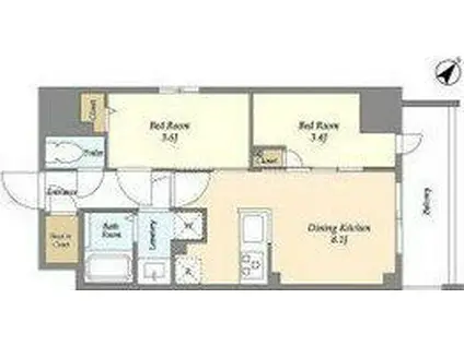 AUGUSTA RESIDENCE 新小岩(2DK/11階)の間取り写真