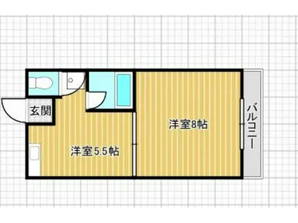 鈴木建設ビル(1DK/2階)の間取り写真