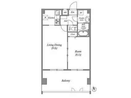 ペアパレス六町環七北通(1LDK/5階)の間取り写真