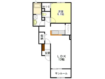 サニーコート A・B(1LDK/1階)の間取り写真