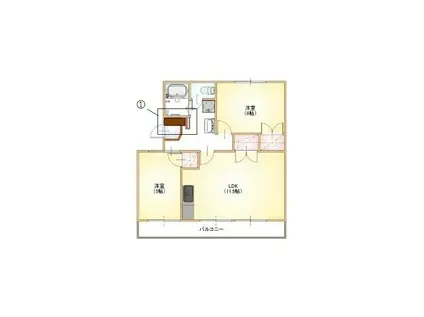 ハイツアダチ(2LDK/1階)の間取り写真