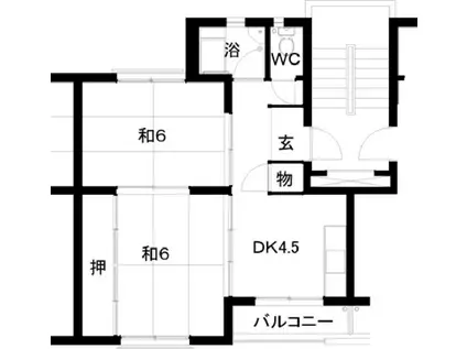 名島200棟(2DK/4階)の間取り写真