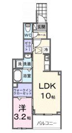 ピースフルIII(1LDK/1階)の間取り写真