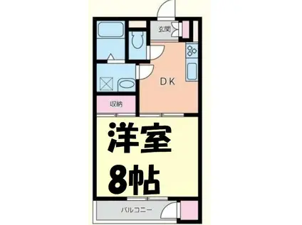 グリーンシティー1113(1DK/3階)の間取り写真