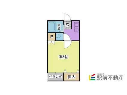 プラムハウス上津(1K/2階)の間取り写真