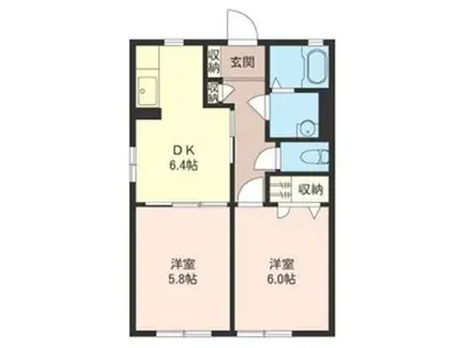 プレジール(2DK/1階)の間取り写真