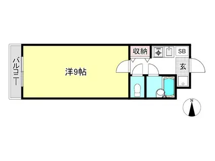 ラ・リビエール(1K/3階)の間取り写真