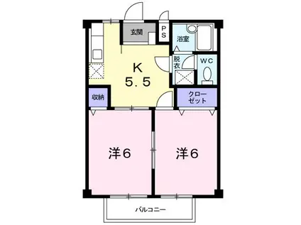 シティハイツ西村(2K/2階)の間取り写真