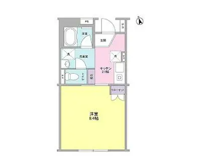 カーディナル(1K/2階)の間取り写真