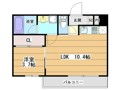 GRAN EPI(1LDK/1階)の間取り写真