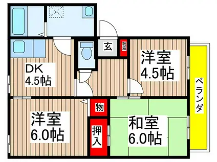 サニーコートC(3DK/1階)の間取り写真