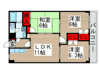 山善ビル(3LDK/2階)の間取り写真