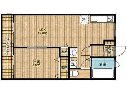 サニーハイツ(1LDK/2階)の間取り写真