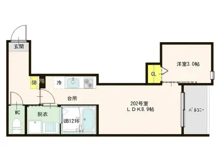 MODERN CHARME SOLAR(1DK/2階)の間取り写真