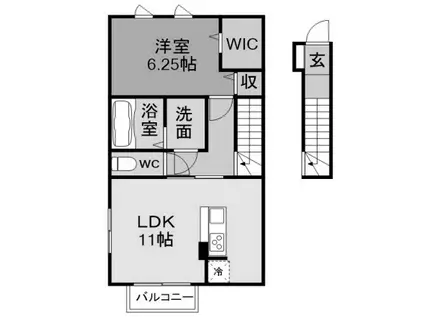 プレミアム井田(1LDK/2階)の間取り写真