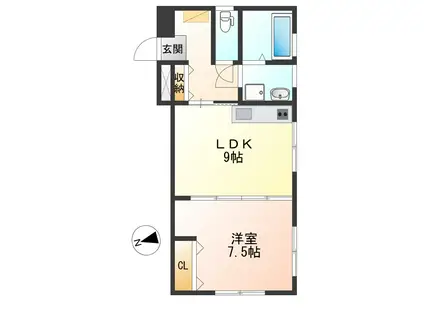 アモル オーエスト(1LDK/1階)の間取り写真