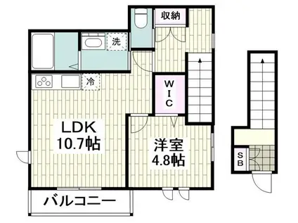 ゆいまーる(1LDK/2階)の間取り写真