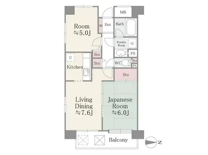 フレスコ川崎(2DK/4階)の間取り写真