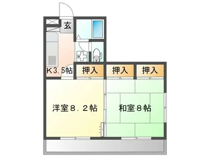 リトルガーデン(2K/2階)の間取り写真