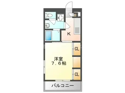 リブリ・マノアフォールズ(1K/2階)の間取り写真