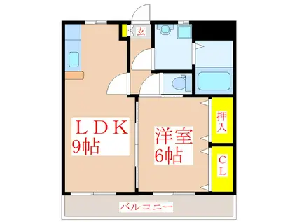 ガーデンプレイス野口(1LDK/2階)の間取り写真