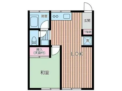 柿の木荘(1LDK/2階)の間取り写真